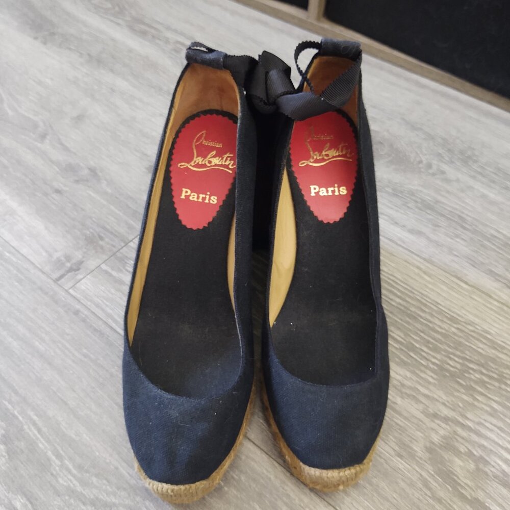 Christian Louboutin Paris Lace Up Rope Wedges Espadrilles
